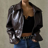 Retro PU Leather Women Jacket