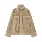 Women's Stand Collar Suede Texture Jacket