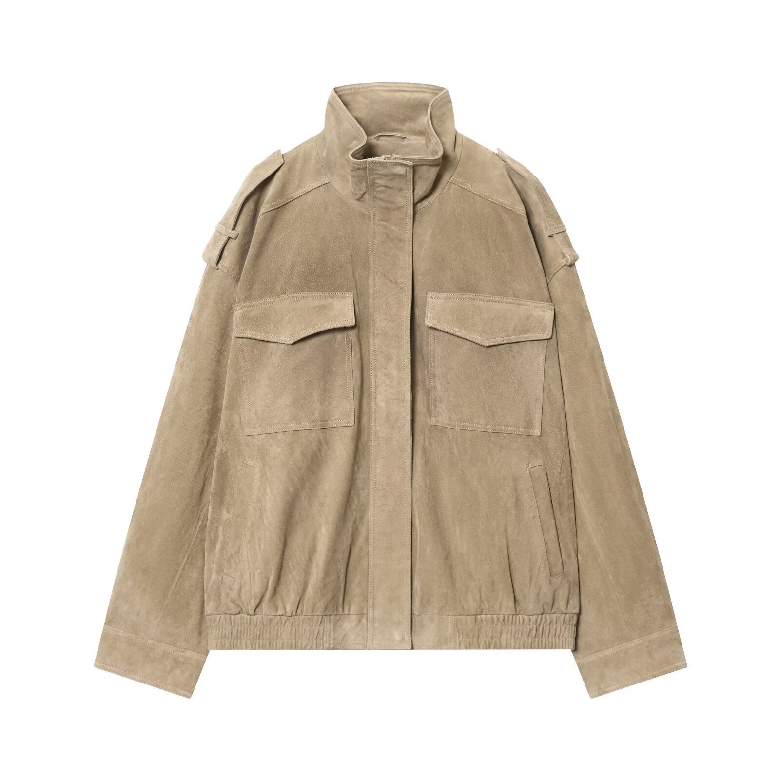Women's Stand Collar Suede Texture Jacket