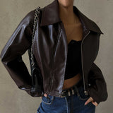 Retro PU Leather Women Jacket