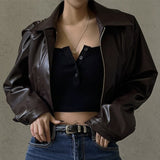 Retro PU Leather Women Jacket