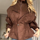 Womens Suede Lapel Jacket