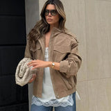 Women's Stand Collar Suede Texture Jacket