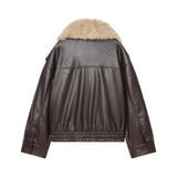 Women's PU fur collar jacket