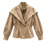 Womens Suede Lapel Jacket