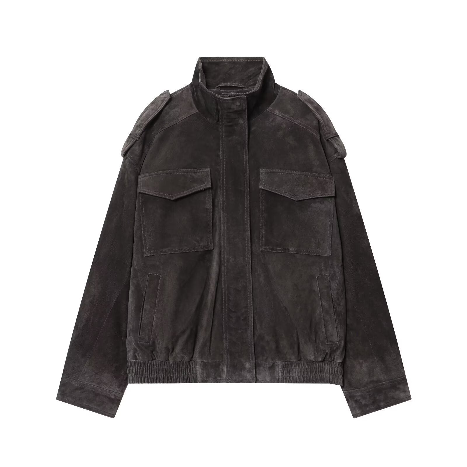 Women's Stand Collar Suede Texture Jacket
