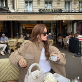 Women's Stand Collar Suede Texture Jacket
