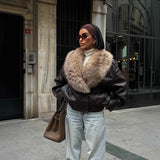 Women's PU fur collar jacket